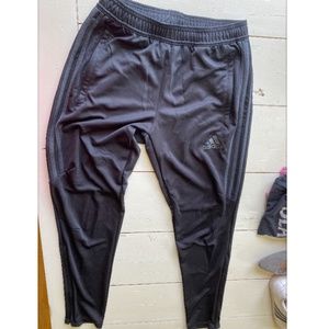 black with grey stripes Adidas joggers